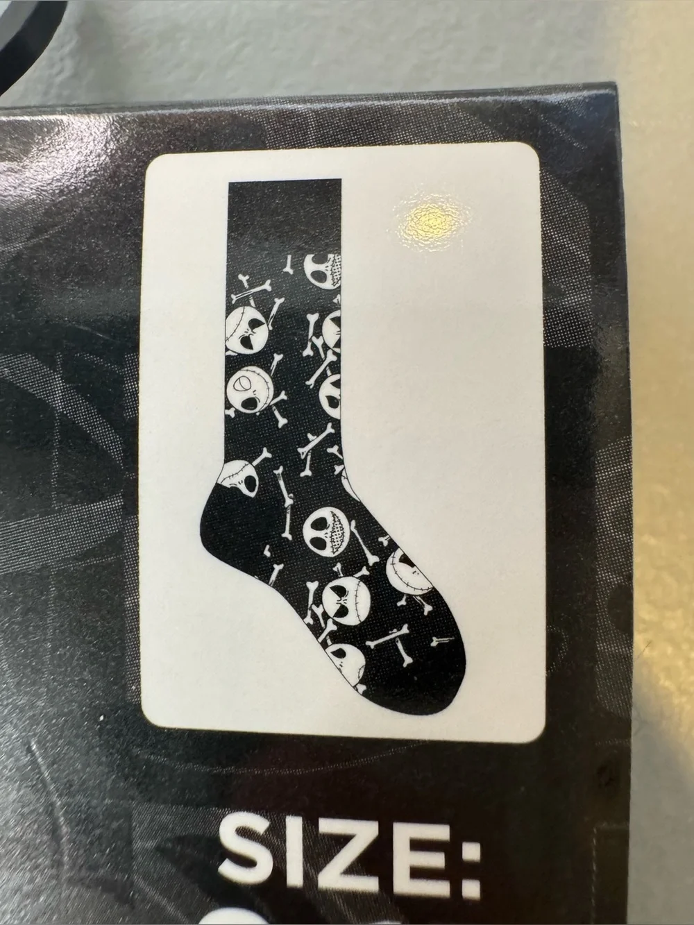 Disney nightmare before Christmas jack Black White Crew Socks Skull Pattern bone